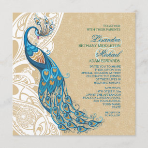 Peacock Lace Elegance 2 Invitación a la boda