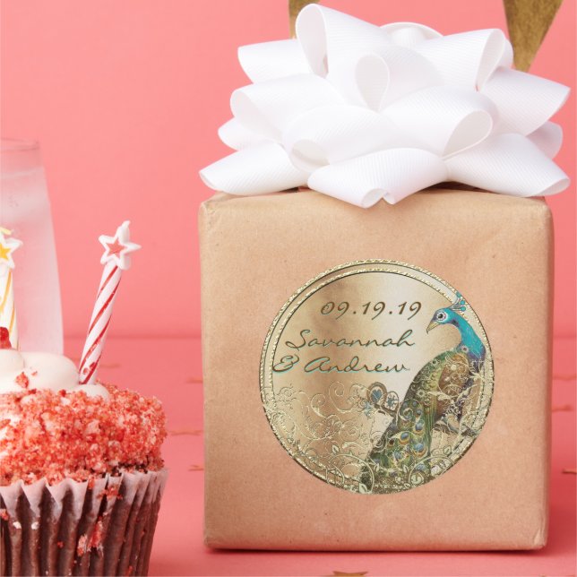 Peacock Love Bird Gold Boda Sello (Fiesta)