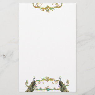 Peacock n Gold Filigree Invitación de volante