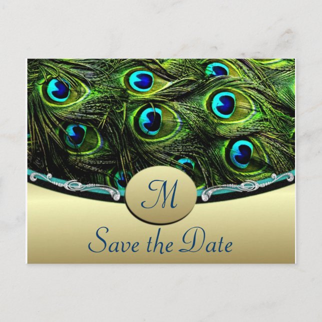 Peacock Salve las tarjetas de matrimonio de fecha (Anverso)