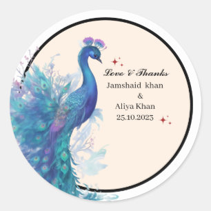 Peacock Thankyou favorece al Pegatina clásico