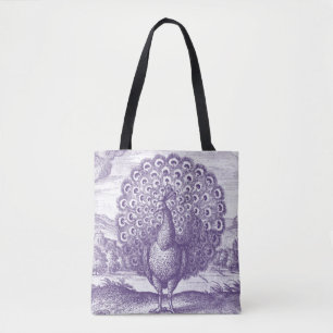 Peacock, una bolsa de tote grande grabada en vinta