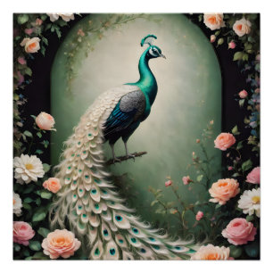 Peacock verde no 1 Poster brillante