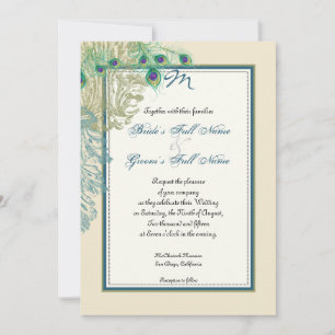 Peacock vintage, plumas y comedores - Invitación