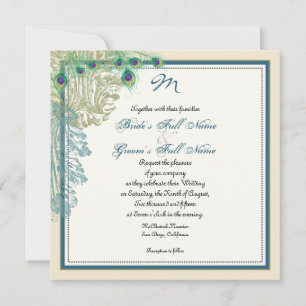Peacock vintage, plumas y comedores - Invitación