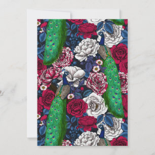 Peacocks en el jardín rosa