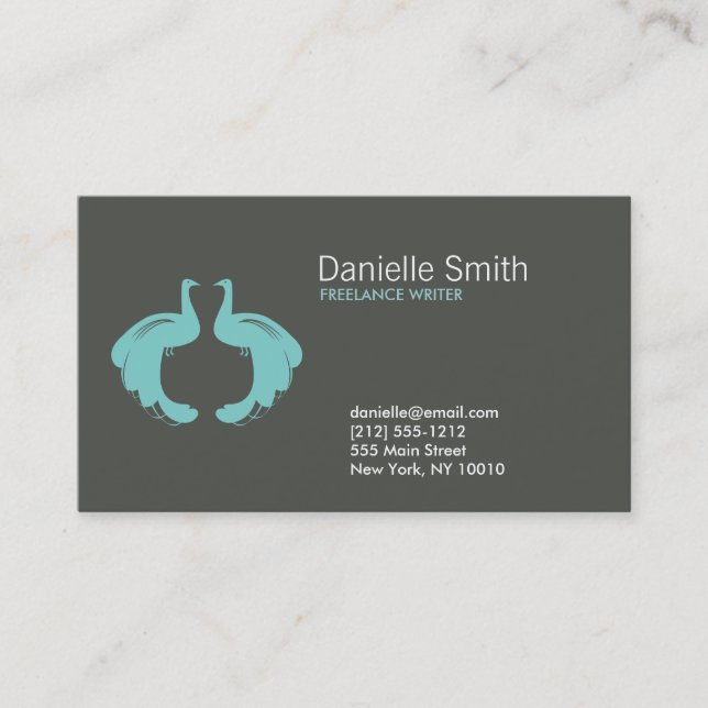 PEACOCKS en tarjeta de visita AQUA (Anverso)