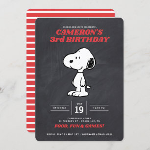 Peanuts Snoopy - Invitación de cumpleaños a Chalkb