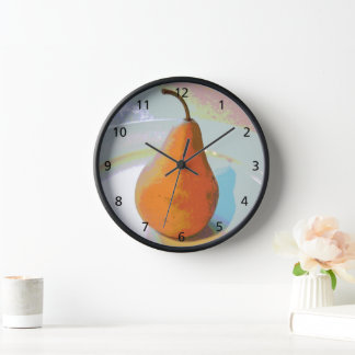 Pear still life 1 reloj de pared