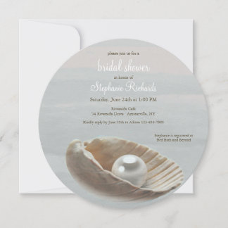 Pearl en concha redonda Invitación a ducha de novi