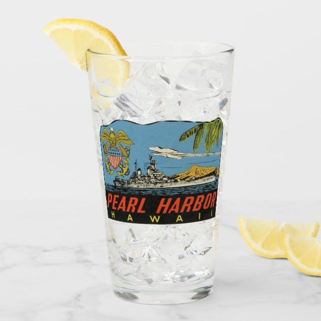 Pearl Harbor, Vintage Vintage Travel Glass (Anverso (hielo))