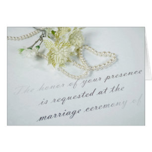 Pearl Heart On Wedding Invite