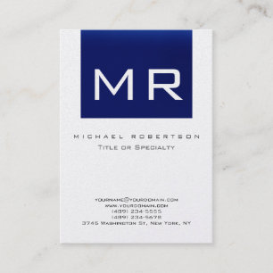 Pearl Monogram Blue Strips Clean tarjeta de visita