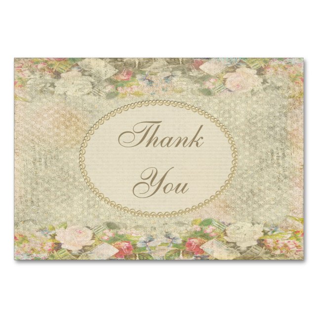 Pearls & Lace Shabby Chic Flowers Gracias (Anverso)