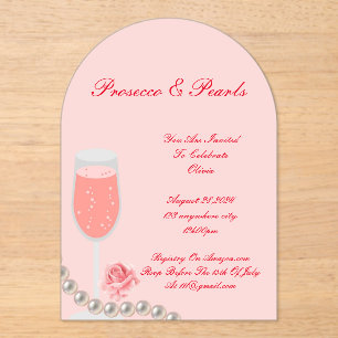 PEARLS & PROSECCO BRIDAL SHOWER INVITACIÓN ROSA