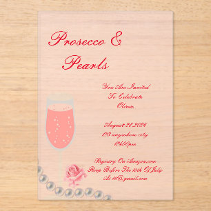 PEARLS & PROSECCO BRIDAL SHOWER INVITACIÓN ROSA