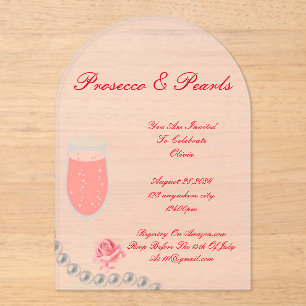 PEARLS & PROSECCO BRIDAL SHOWER INVITACIÓN ROSA