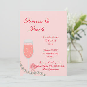 PEARLS & PROSECCO BRIDAL SHOWER INVITACIÓN ROSA