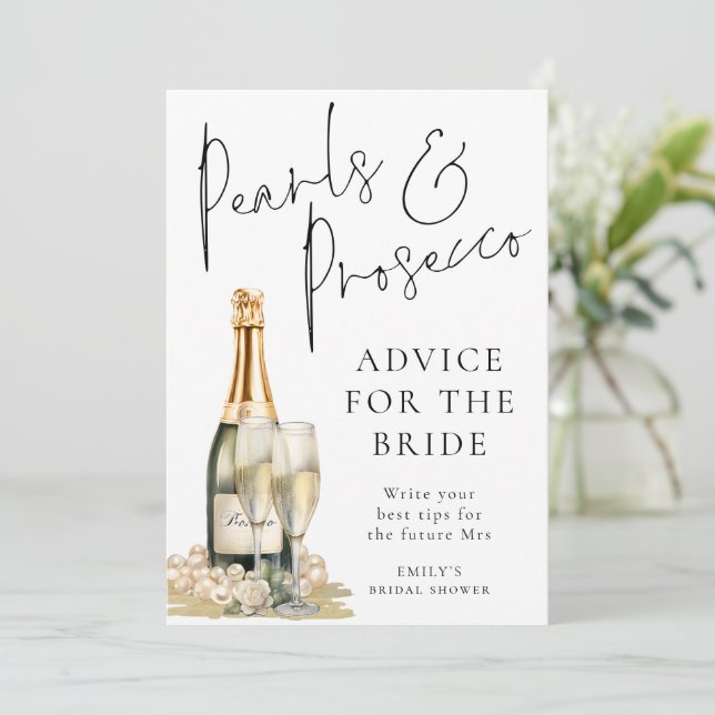 Pearls Prosecco Consejos Ducha de novias Tarjeta d (Anverso de pie)