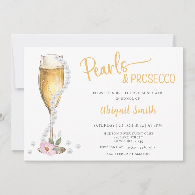 PEARLS & PROSECCO - Invitación a la DUCHA BRIDAL (Anverso)