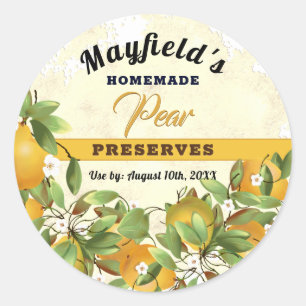 Pears Fruit Canning   Etiqueta de Jam Jar