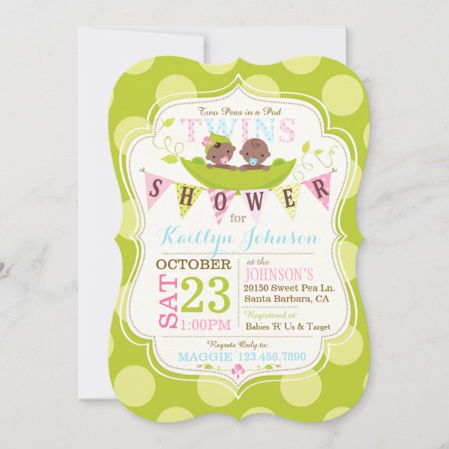 Peas en la invitación de Baby Shower de pod Africa (Anverso)