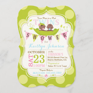 Peas en la invitación de Baby Shower de pod Africa
