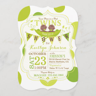 Peas en la invitación de Baby Shower de pod Africa