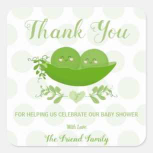 Peas en un Baby Shower Pod Gracias a las etiquetas