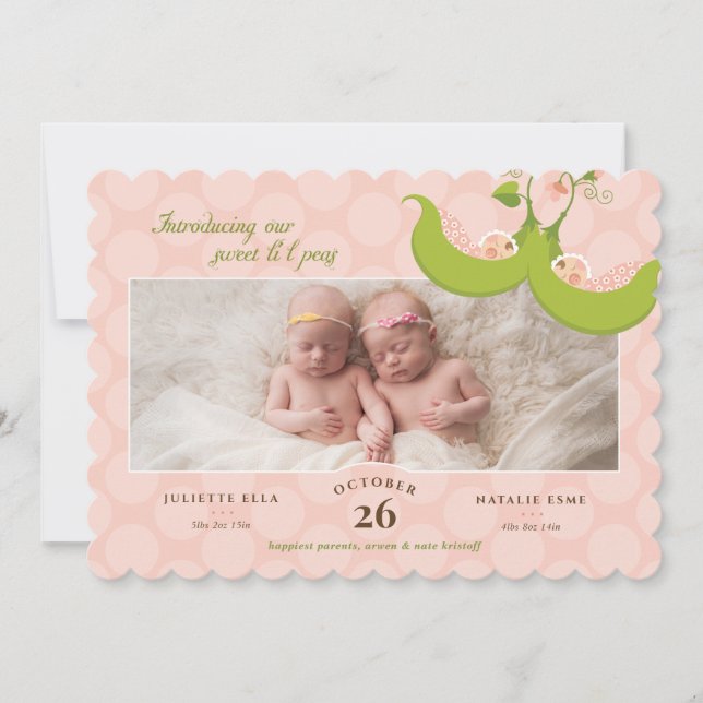 Peas en un Chica gemelo de Pod 1 anuncio de nacimi (Anverso)