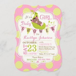 Peas en una invitación a Baby Shower de un Chica a