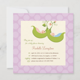 Peas en una invitación a Baby Shower de un Chica g