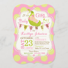 Peas en una invitación Baby Shower a un Chica de P