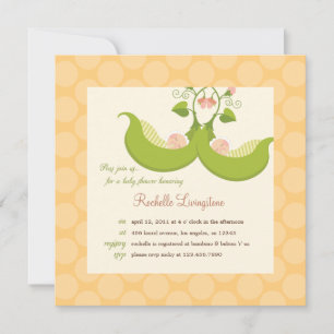 Peas en una invitación de Baby Shower de Pod Twins