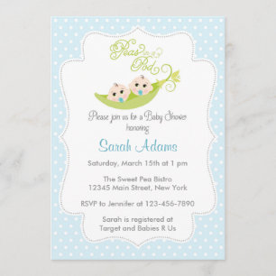 Peas en una invitación de Baby Shower Pod invitan 