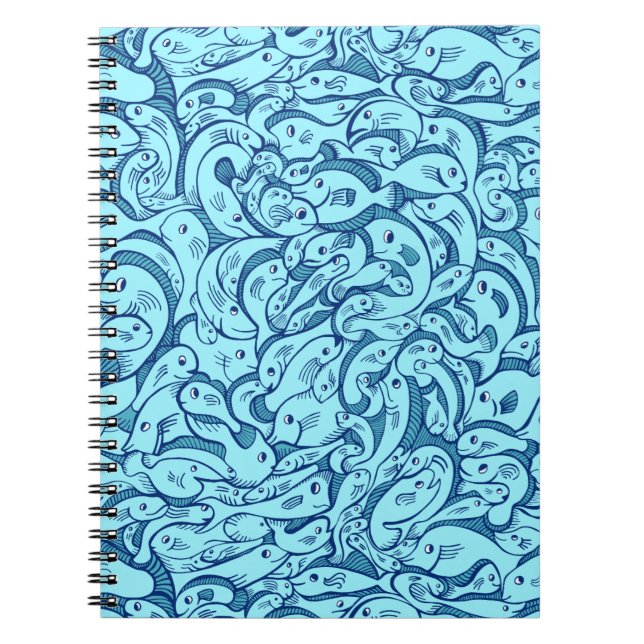 Peces azules en la cuaderno de espiral marina (Frente)