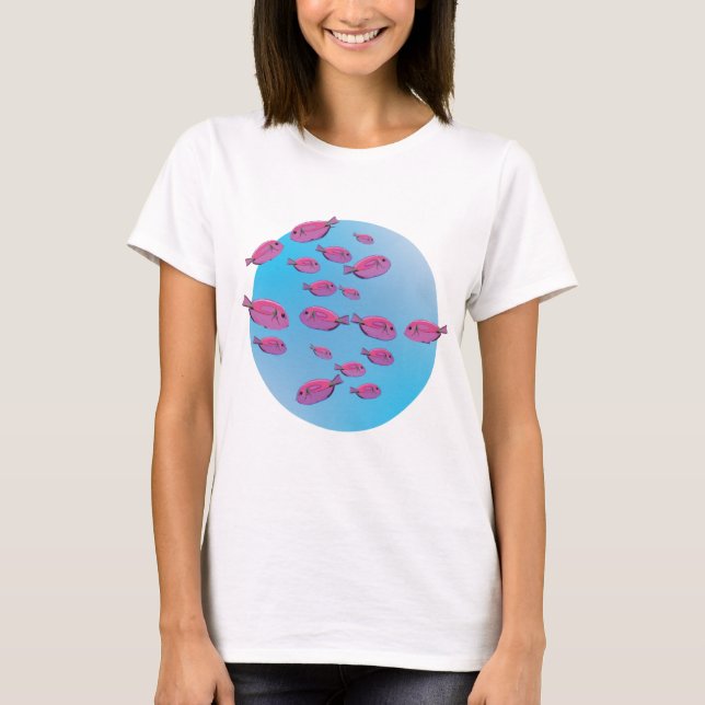Peces rosados Cute Camiseta Nadadora (Anverso)
