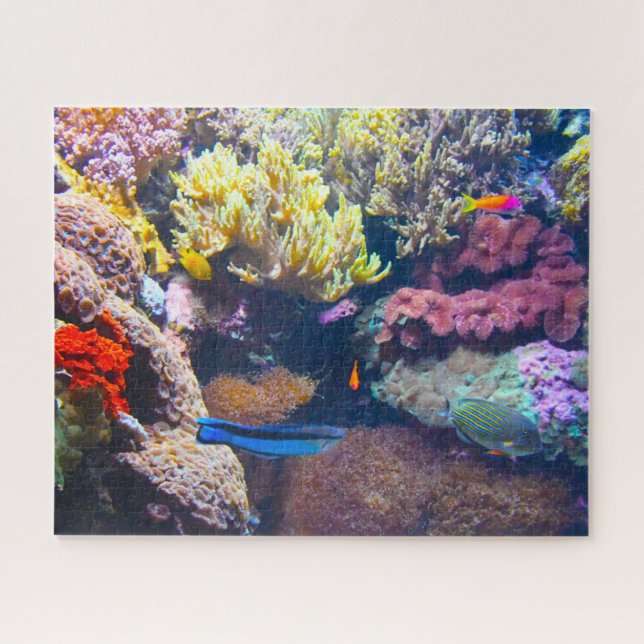 Peces tropicales en un acuario. Rompecabezas (Horizontal)