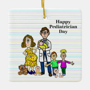 Pediatra masculino con hijos Ornamento de Navidad