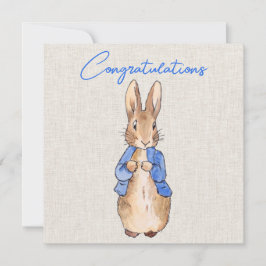 Pedro el conejo con fondo de lino beige