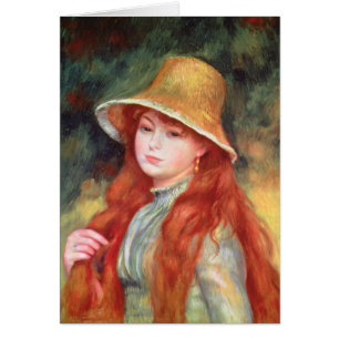 Pedro una chica joven de Renoir el en un gorra