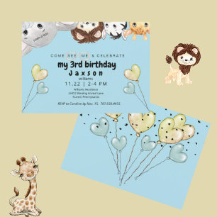 Peek-a-boo Animals Boy Invitación a fiesta de cump