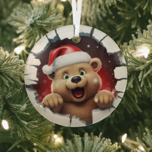 Peek-a-Boo Teddy Oso Ornamento de Navidad