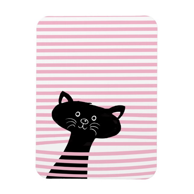 ¡Peekaboo! Imán lindo de la foto del gato negro (Vertical)