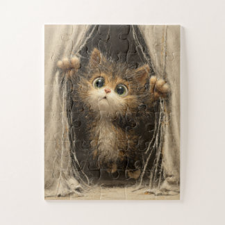 Peekaboo Kitten - Agradable rompecabezas de cortin