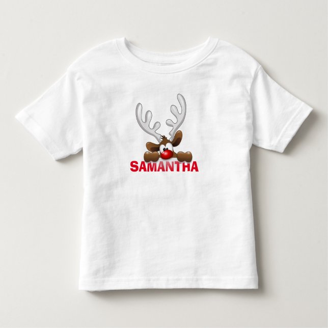 Peeking Reindeer Toddler Fine Jersey T-Shirt (Anverso)