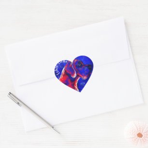 Pegar pegatinas de dogo rojo azul corazón