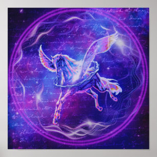 Pegaso púrpura Arte de galaxia de caballo alado