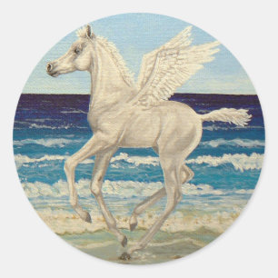 Pegasus Horse Baby en la Playa Fantasía pegatinas