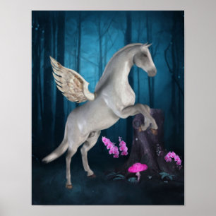 Pegasus Magnífica Fantasía Forestal Hípica Arte